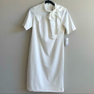 White women midi dress with beautiful bow tie